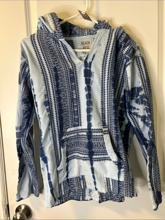 Beach By Exist Tops - 77. Beach By Exist Blue and White Tie-Dye Hoodie Top